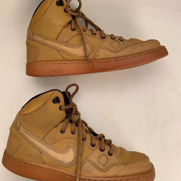 Nike Son of Force Mid Winter Wheat 807392-700 monochrome tan high top sneakers - Picture 3 of 10